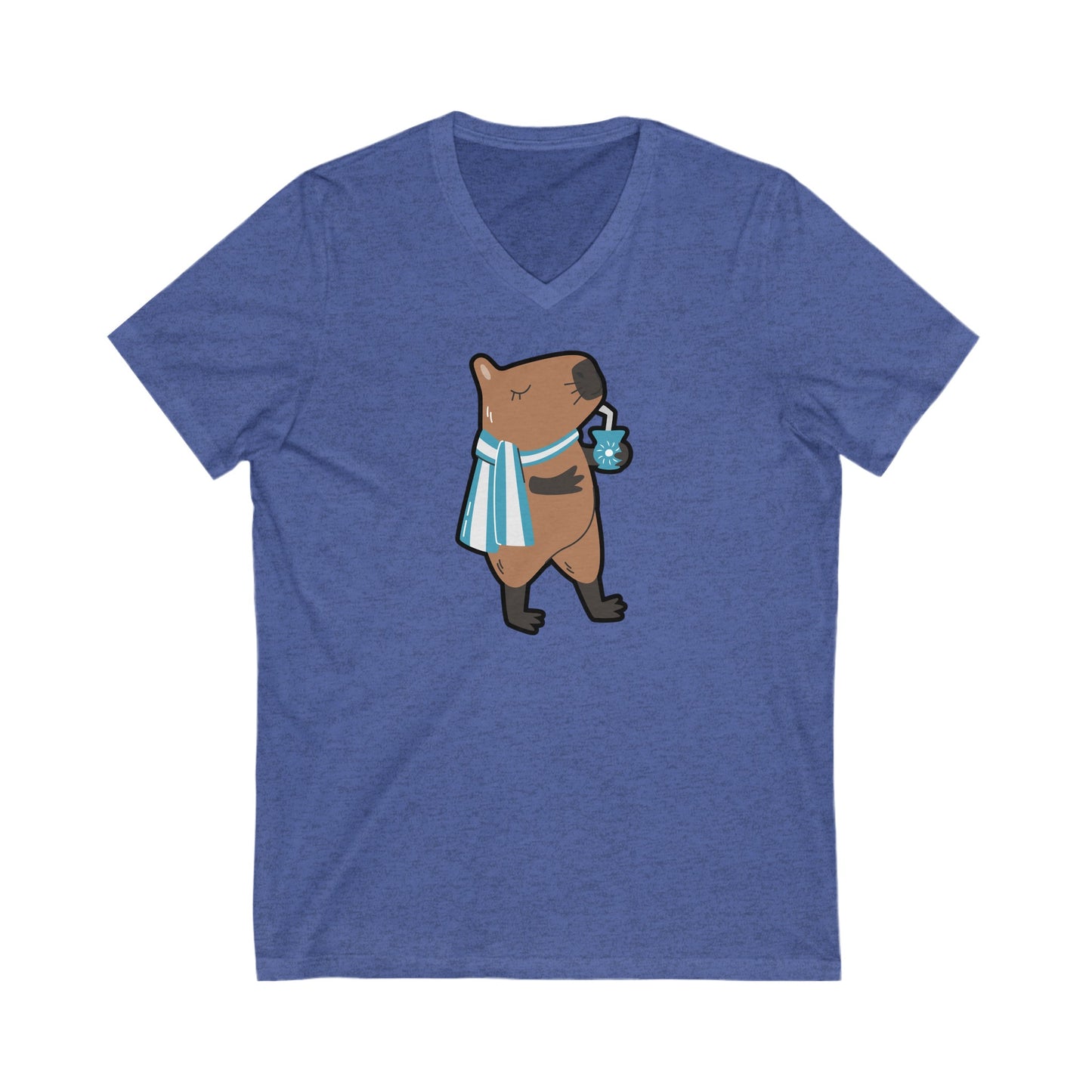 Capibara Tomando Mate Argentina V-Neck Remera