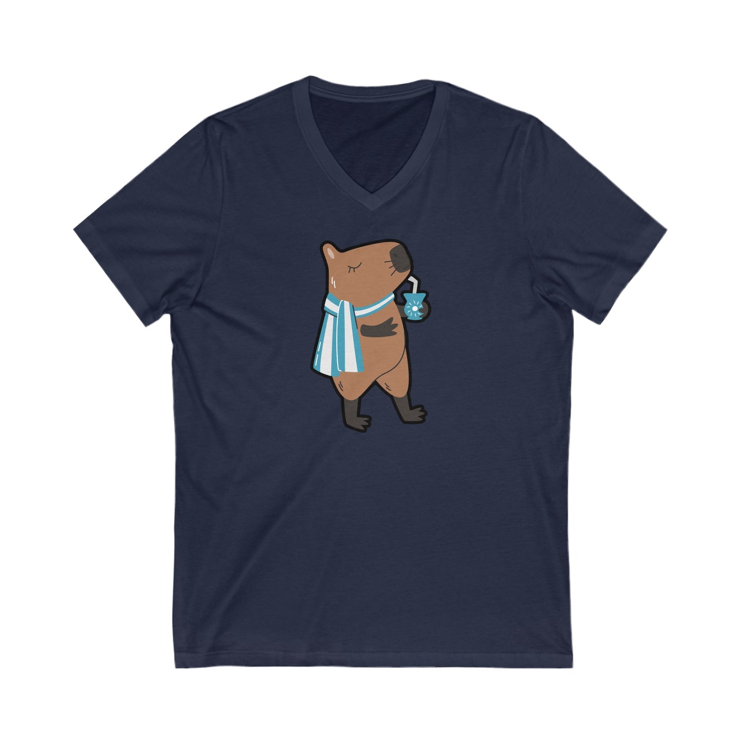 Capibara Tomando Mate Argentina V-Neck Remera