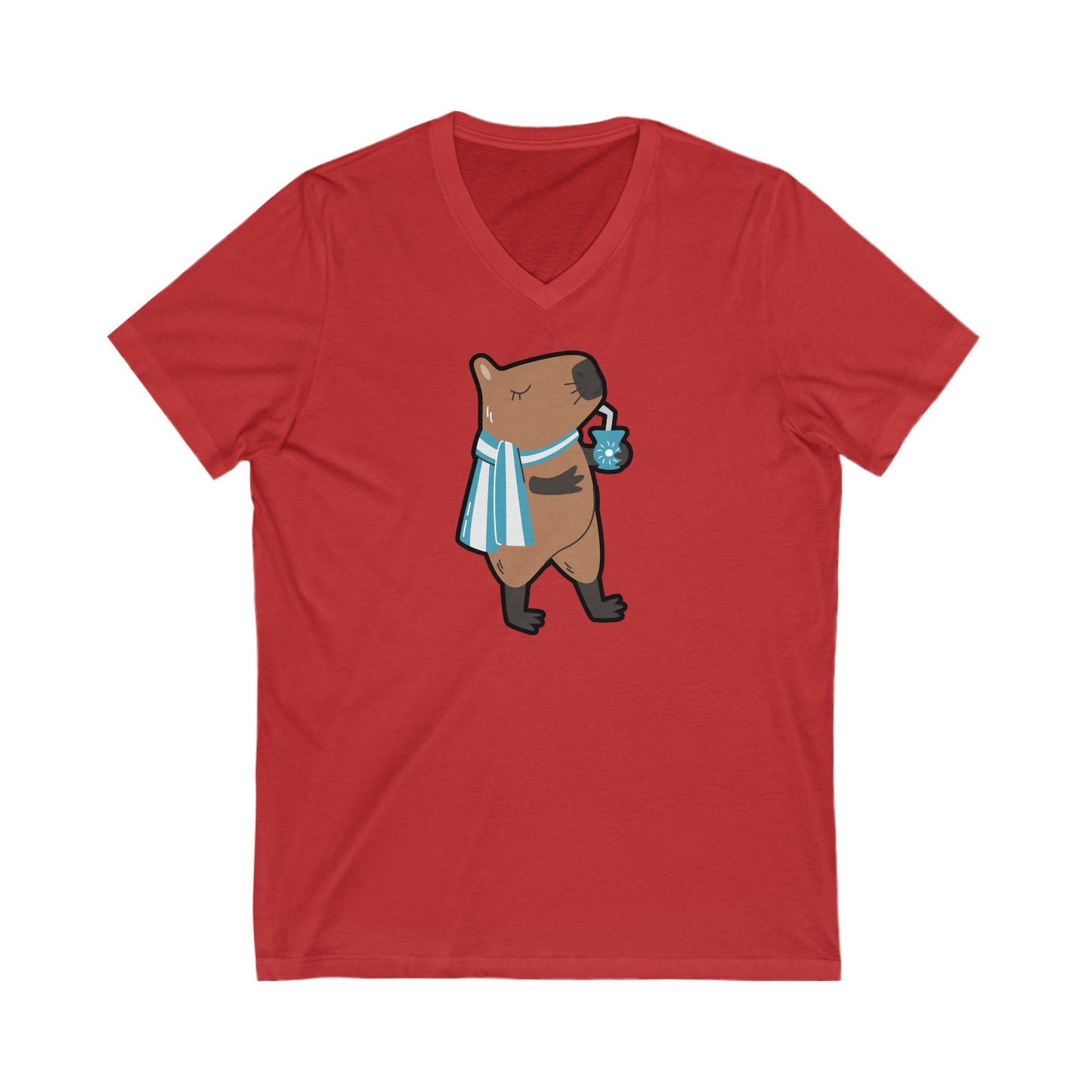 Capibara Tomando Mate Argentina V-Neck Remera