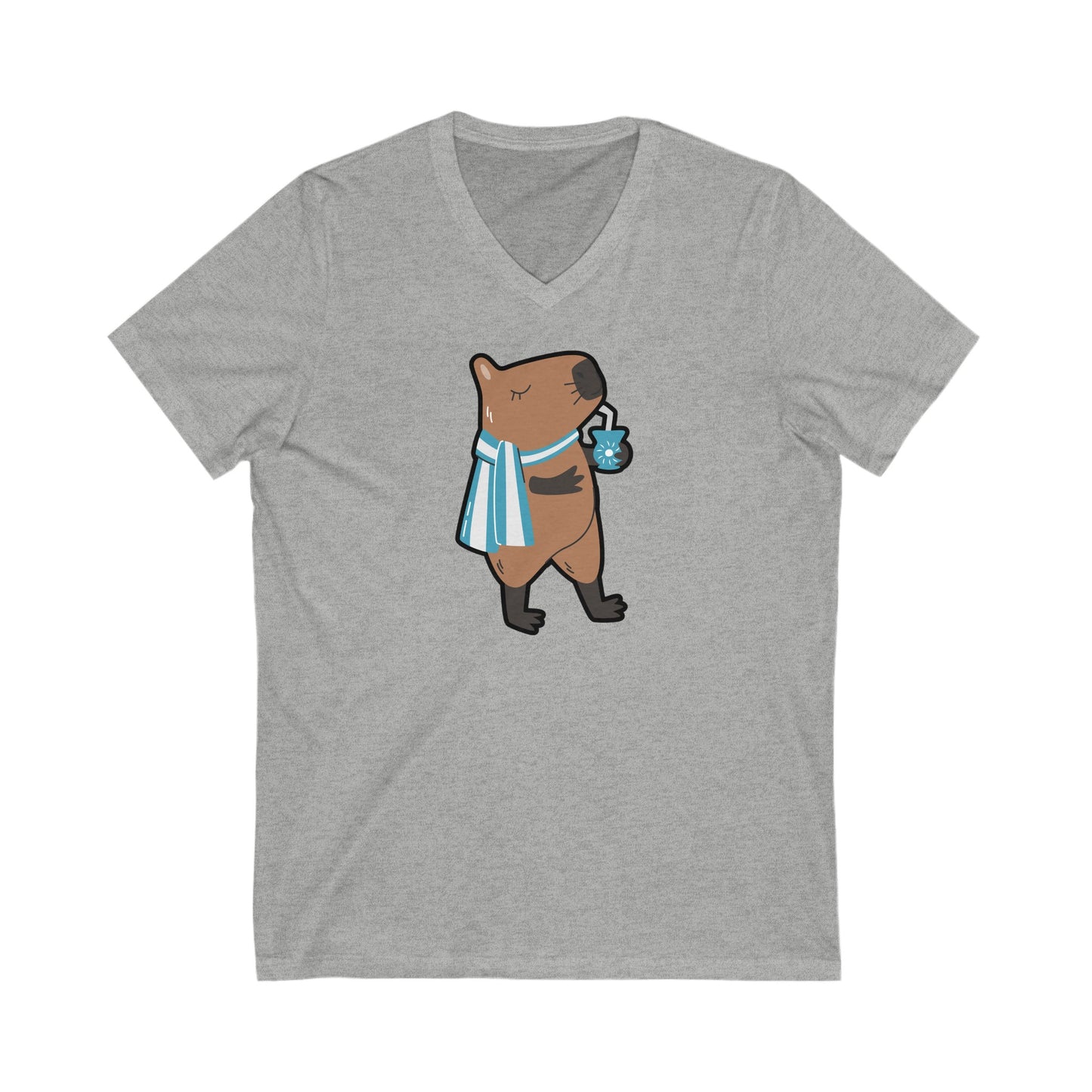 Capibara Tomando Mate Argentina V-Neck Remera