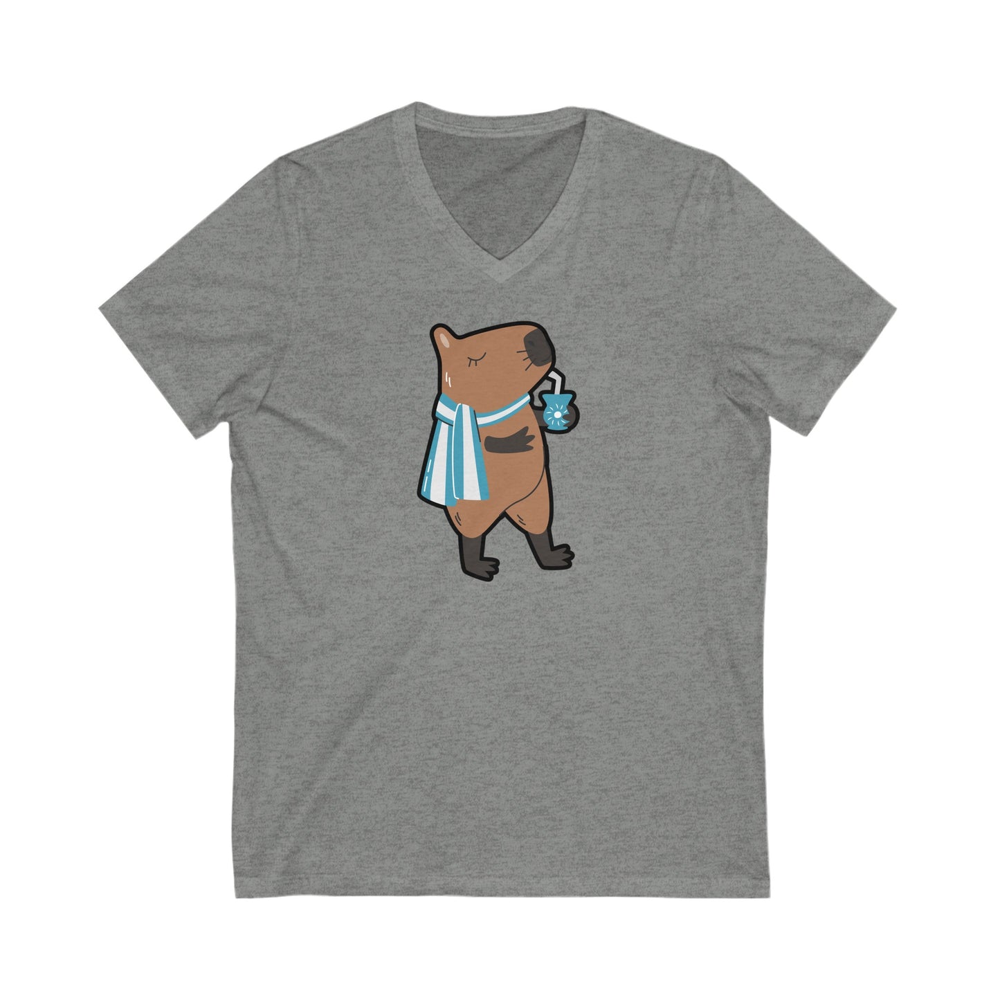 Capibara Tomando Mate Argentina V-Neck Remera