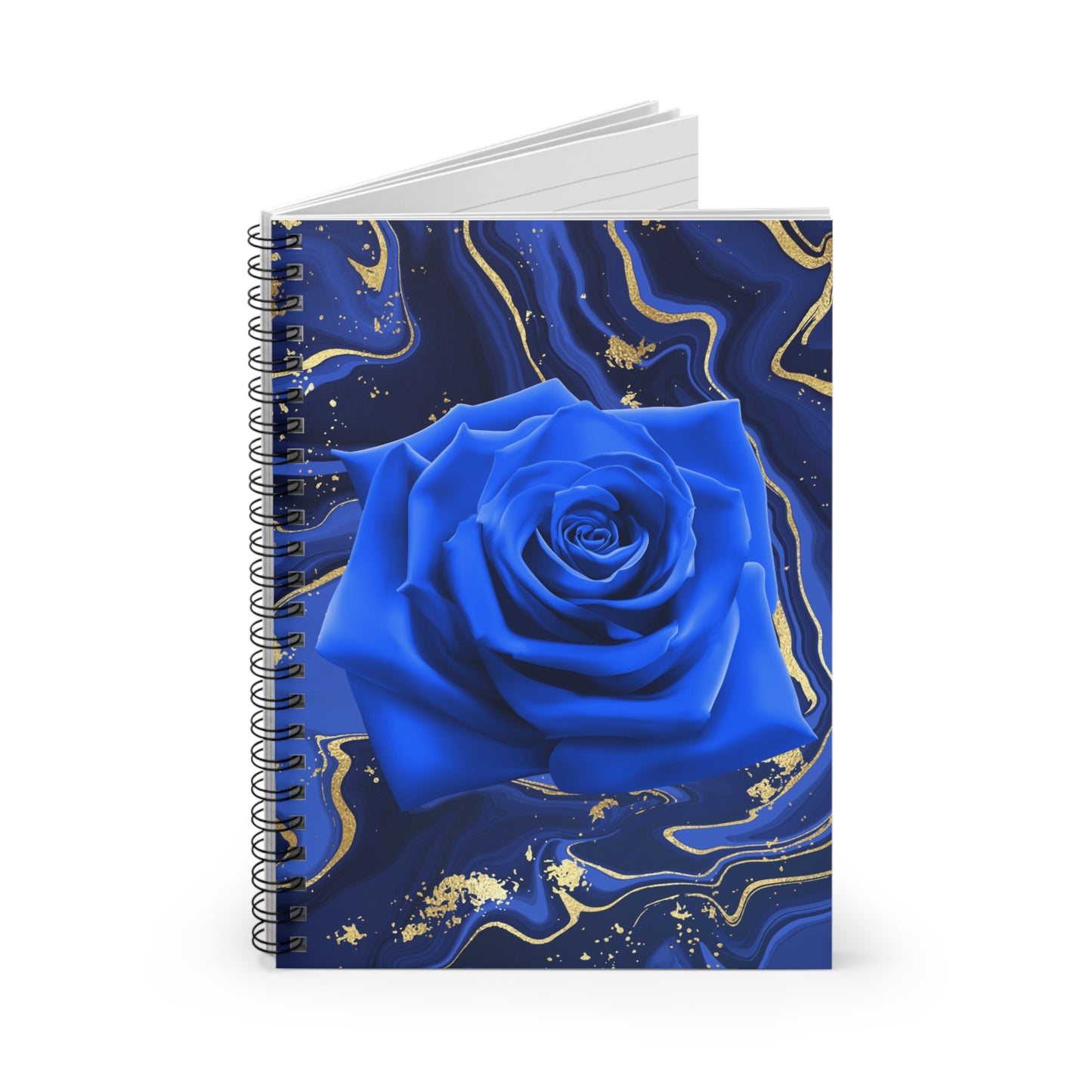 Dark Blue Rose Spiral Notebook - Ruled Line