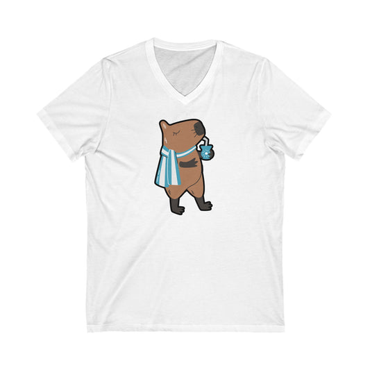 Capibara Tomando Mate Argentina V-Neck Remera