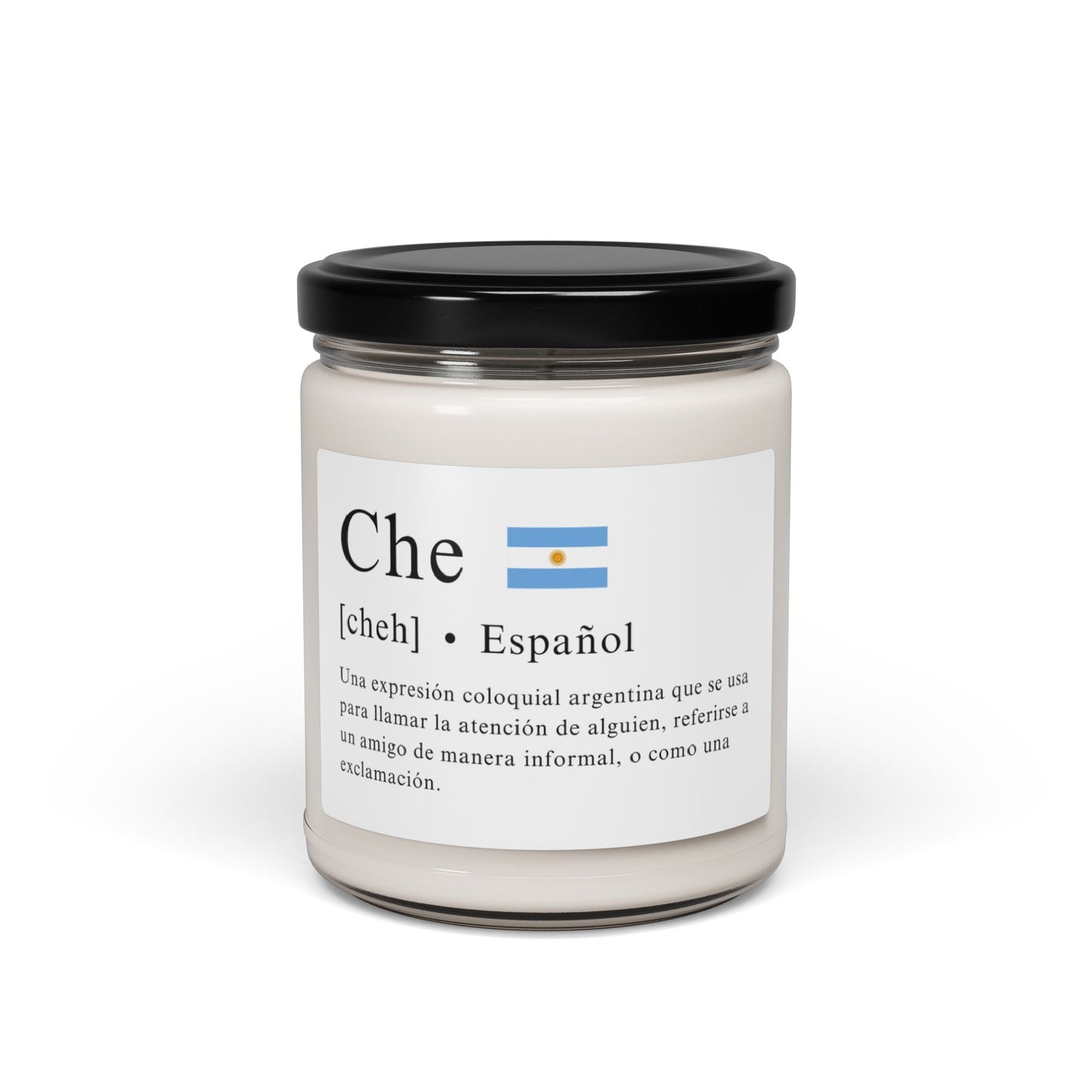 Vela "Che" con Definición y Bandera Argentina (100% Cera Natural)