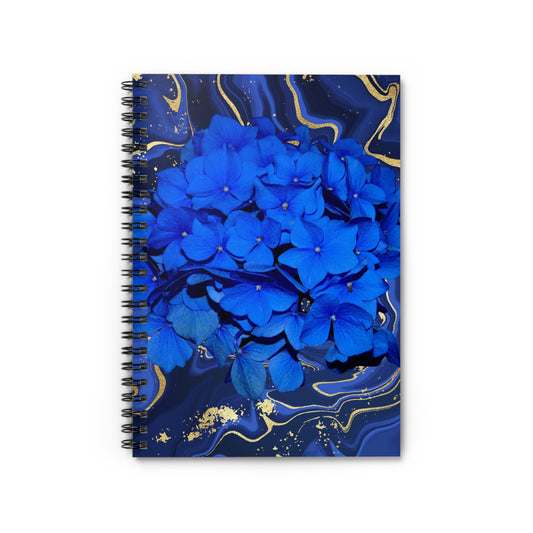 Dark Blue Flowers Spiral Notebook - Ruled Line