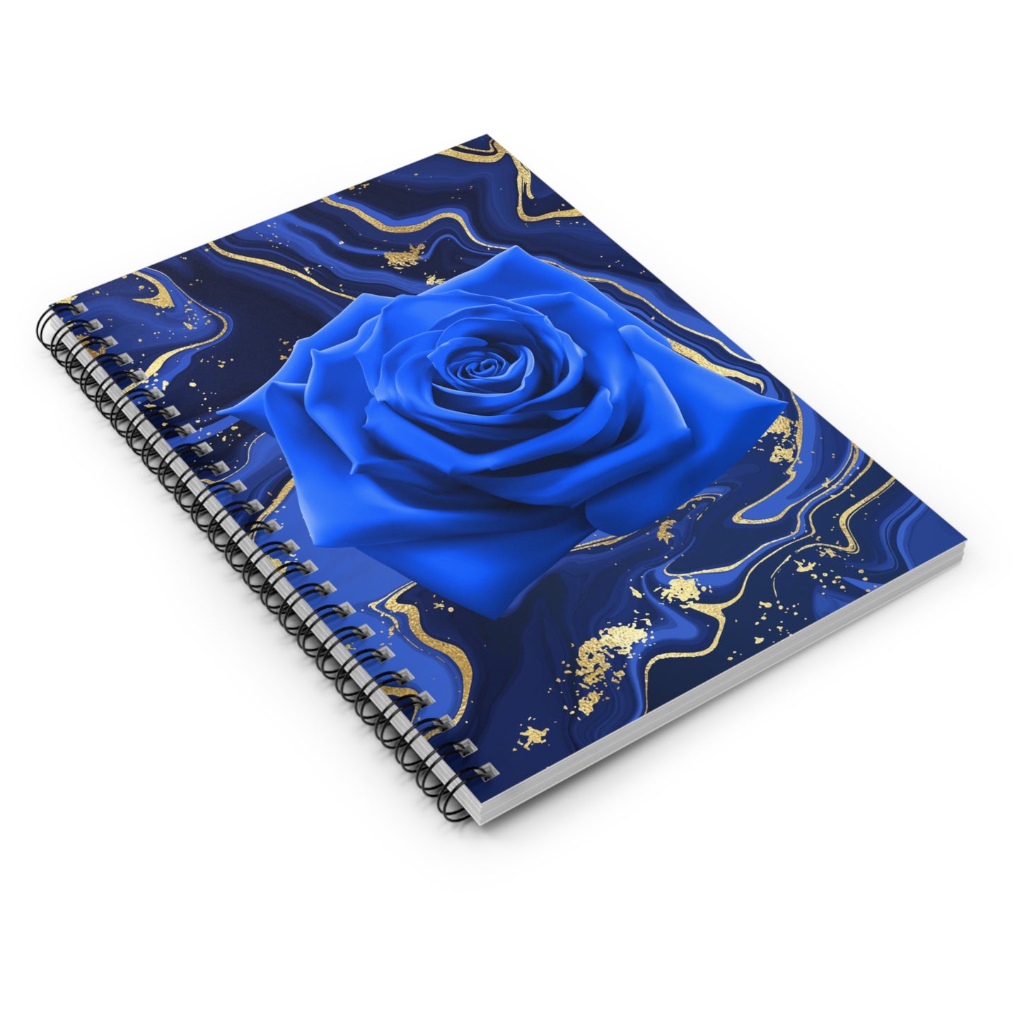 Dark Blue Rose Spiral Notebook - Ruled Line