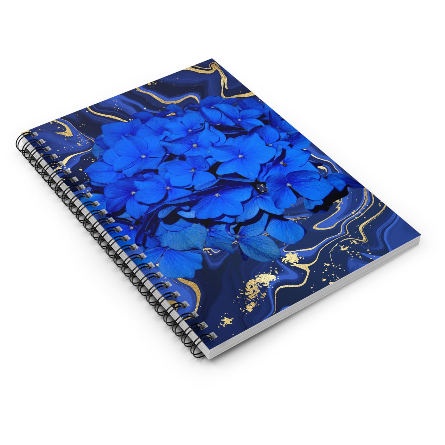 Dark Blue Flowers Spiral Notebook - Ruled Line